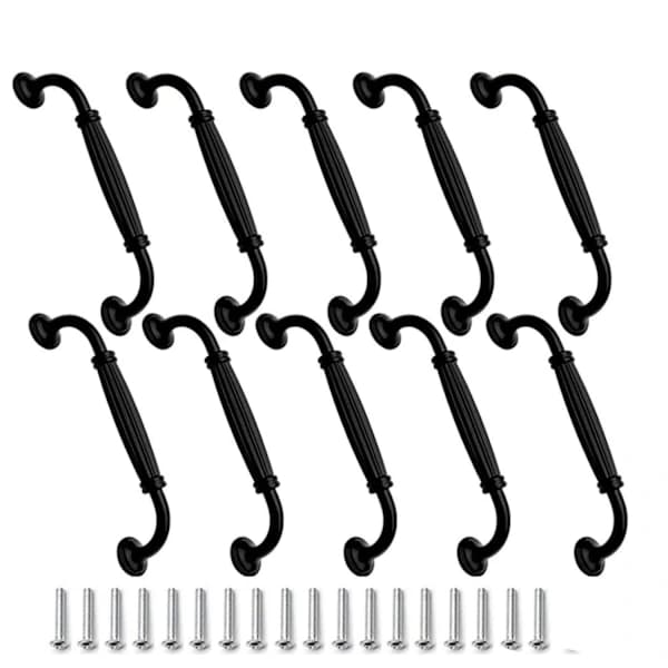 Møbelgreb, 10 stk., skuffe-/dørgreb, aluminiumslegering, 128 mm, sort