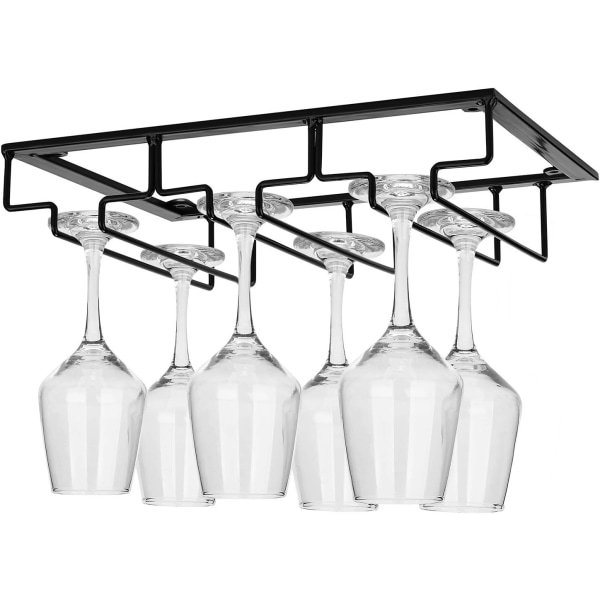 Vinglashylla - underskåpsställ hängande vinglashållare för kök, bar, pub, 1 st, svart