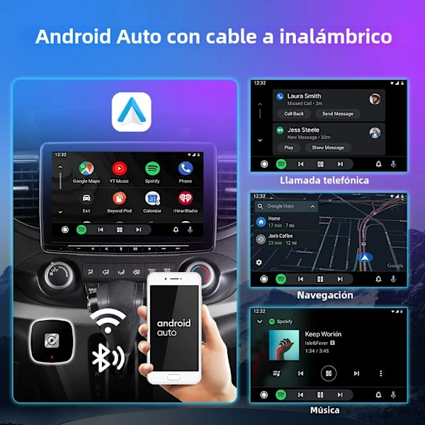 Mini 2-i-1 Trådlös CarPlay och Android Auto-adapter, Dold Plug and Play med Type-C