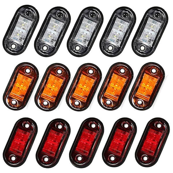 Advarselslys LED Diode lys Oval LED Sidemarkeringslampe 12V 24V gul