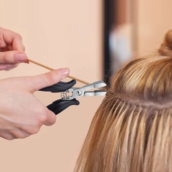 Hårforlængerjern til bonding extensions, hårdel, hårfortykkelse, hårfjerning (sort)