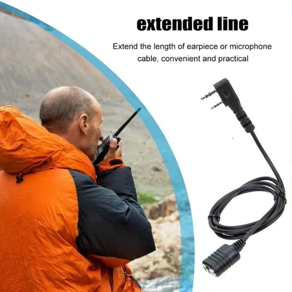1M K Typ 2-stifts Walkie-Talkie Mikrofonförlängningskabel för UV-