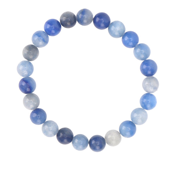 8MM Helmi Rannekoru Unisex Stressiä Lievittävä Jadestone Venyvä 23 Helmeä Parantava Koru Joogalle Meditaatiolle Sininen