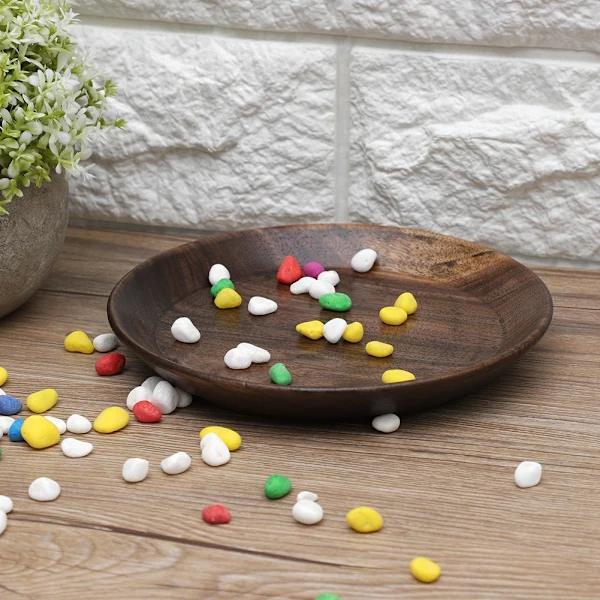 Solid mörk träfruktbricka rund matserveringsbricka te dessert tårta tallrik (15cm)