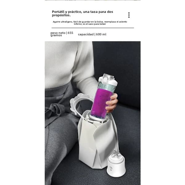 Bærbar Juicer Blender USB Oppladbar 600ML (Gul)