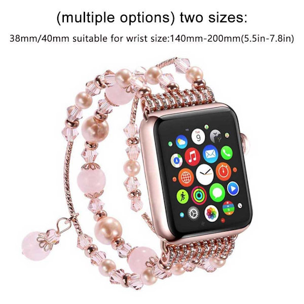 Ranneke Apple Watchille 38-40mm/42-44mm, naisille tytöille joustava käsintehty akaattirannekoru Apple Watch Series /4 /3/ 2 /1:lle