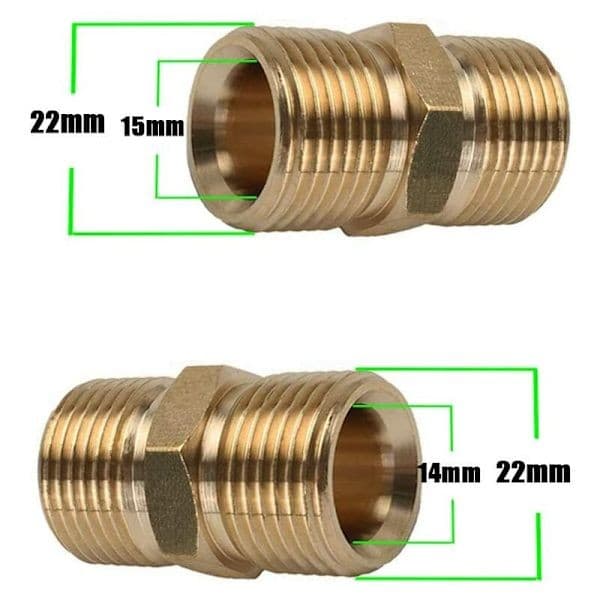 Udvendig gevindforbindelse M22-15 mm han til M22-14 mm han