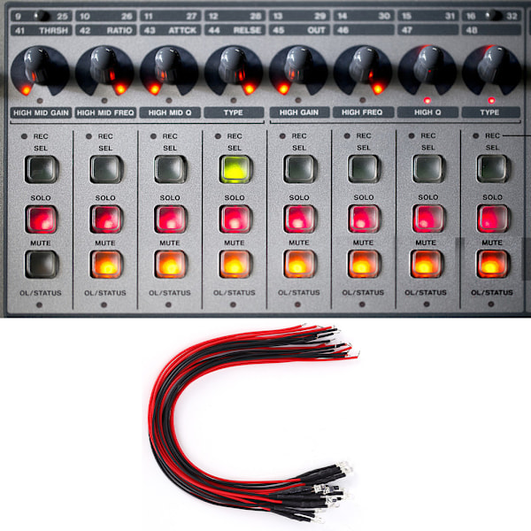 50 stk. diode-kablet lysende rundt hoved fremhæv lige stik LED-perler 12V 3mm