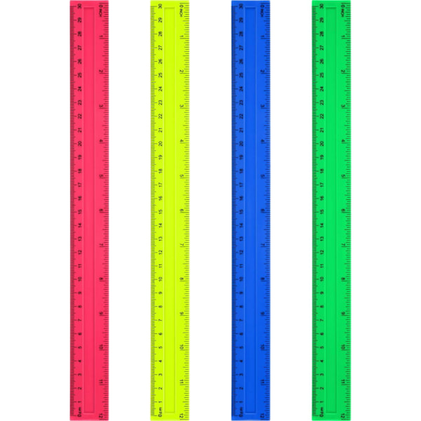 Färgglada Transparenta Linjaler, Plastlinjaler för Studenter, Metrisk Mätning, Hållbar Design, Släta Kanter, 4-pack