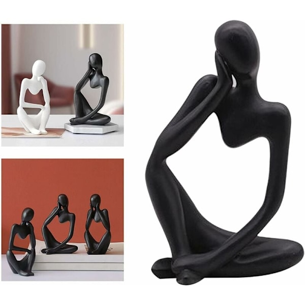 Resin Tänkare Skulptur, Gyllene Resin Figurin med Modern Kreativitet för Chic Heminredning i Svart
