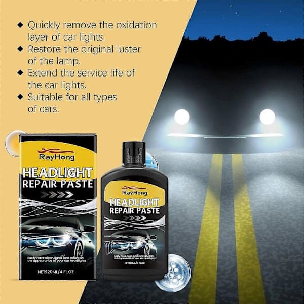 Forlygte Renoveringsrens - 120 ml Bil Lys Oxidationsfjerner & Polermiddel