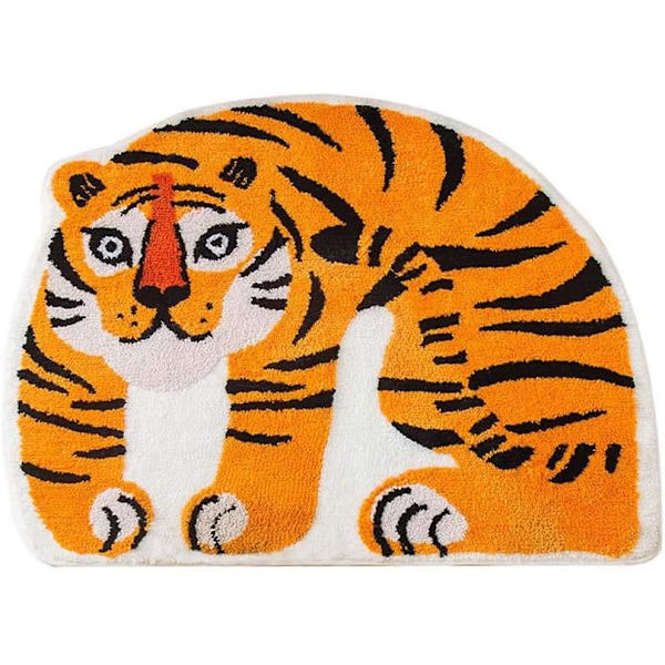 Högkvalitativ Tigerformad Matta, Halkskydd för Sovrum, Badrum, Kök, Vardagsrum, Lätt att Rengöra - Spraya med Vatten eller Sopa (50x90CM)