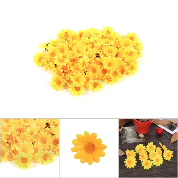 100 stk. 50 stk. Daisy kunstige stofblomsterhoveder engros partier bryllupsfest (#1 gul)