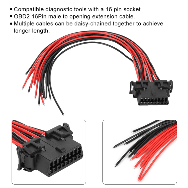 OBD2 16-pin hane til åpning forlengelseskabeladapter passer for Kia