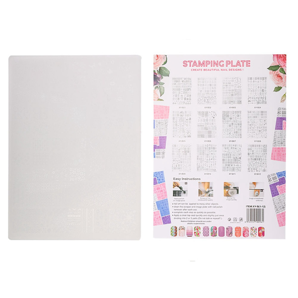 Neglekunst Skabelon Stencil Manicure Stempling Polish Billede Plastik Trykplade XY b03
