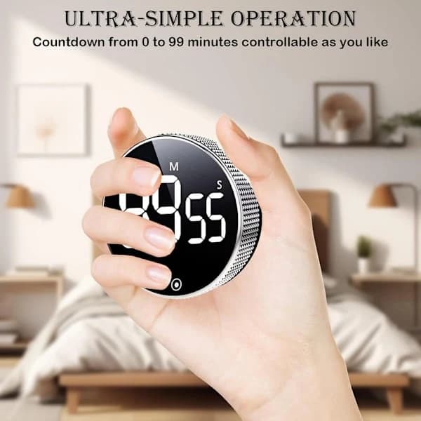 Digital timer med magnet og LED-skjerm - Kjøkkentimer / Eggetimer