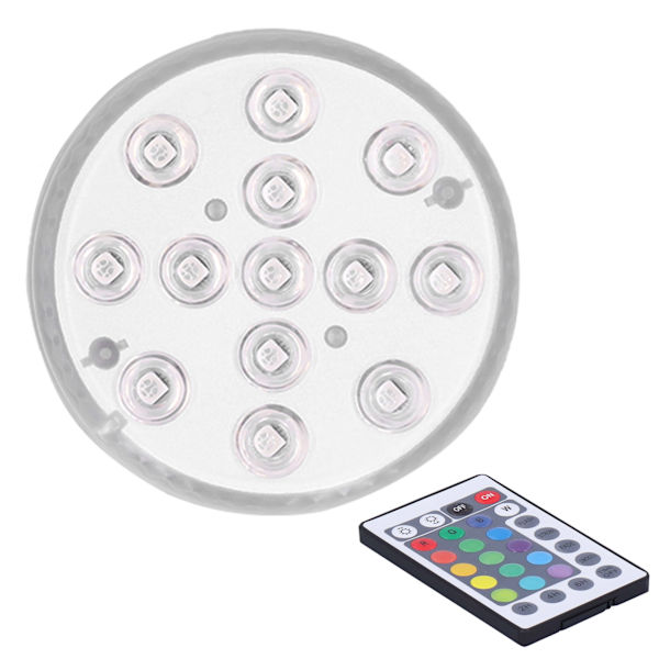 LED-poolmagnetlampa IP68 16 färger RGB undervattensljus med 28-tangenters fjärrkontroll sugkopp