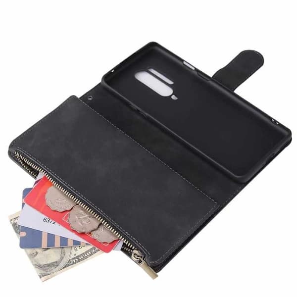 OnePlus 8 Pro Multifunktionel Pung Etui Lynlås 8-Rum Sort