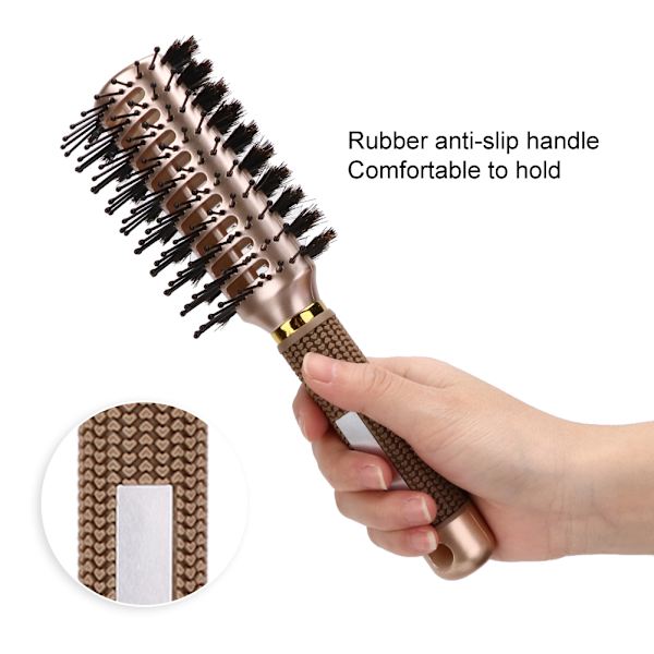 Dubbelsidig Nylon Antistatisk Frisörkam Handhållen Borst Hårstyling Kam Guld