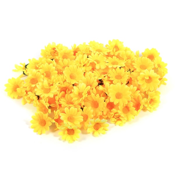 100 stk. 50 stk. Daisy kunstige stofblomsterhoveder engros partier bryllupsfest (#1 gul)
