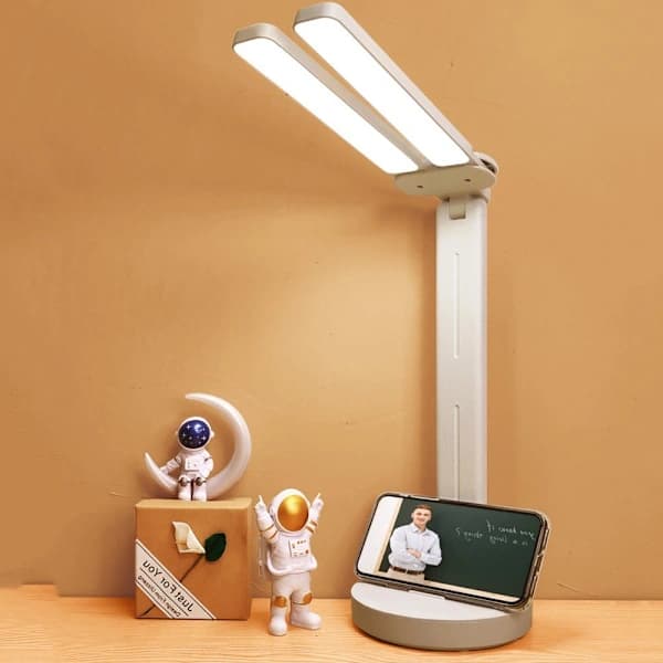 Bordlampe Dimbar Dobbelthodet Bordlampe Hvit
