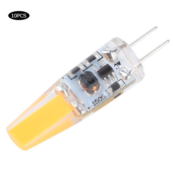 10 stk. Mini G4 LED-lyspære i silikon for husholdning, 1,5 W AC12V for bil, skap, hotellbelysning