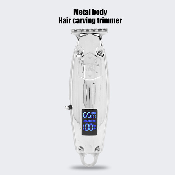 LCD-display Elektrisk Hårtrimmer Hög Effekt Gyllene Hårtrimmer Stylingverktyg för Män Silver