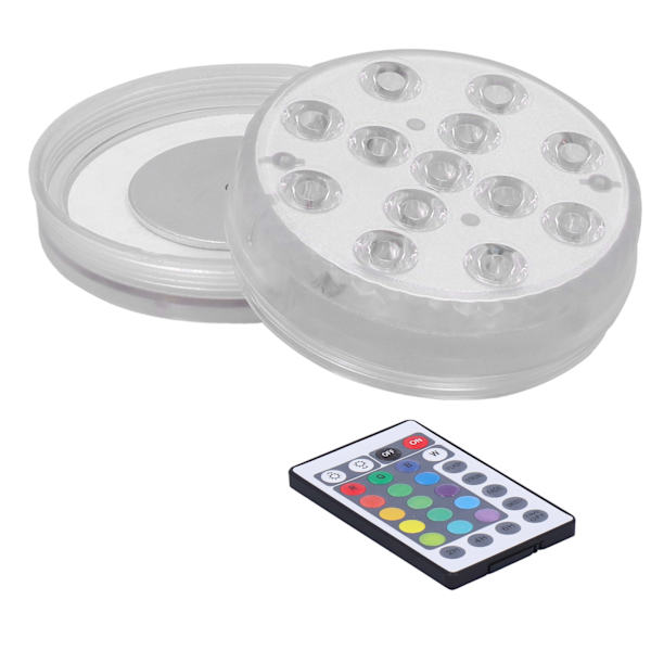 LED-poolmagnetlampa IP68 16 färger RGB undervattensljus med 28-tangenters fjärrkontroll sugkopp