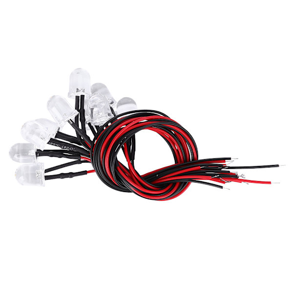 50 stk. 12V LED formonteret lysdiode 10 mm rund hovedlyspære DIY varm hvid-belysning
