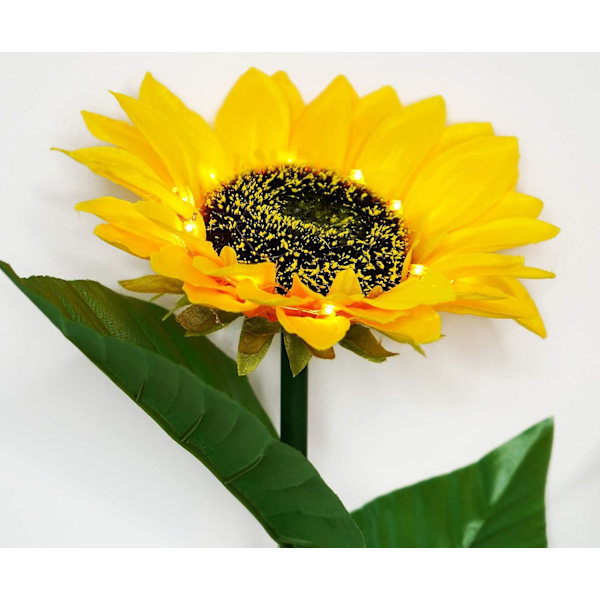 Solcelledrevet LED-solsikke til udendørs havebelysning, (2 stk.) IP65 vandtæt lampe, automatisk opladning af solcellelamper til haven, store realistiske blomster