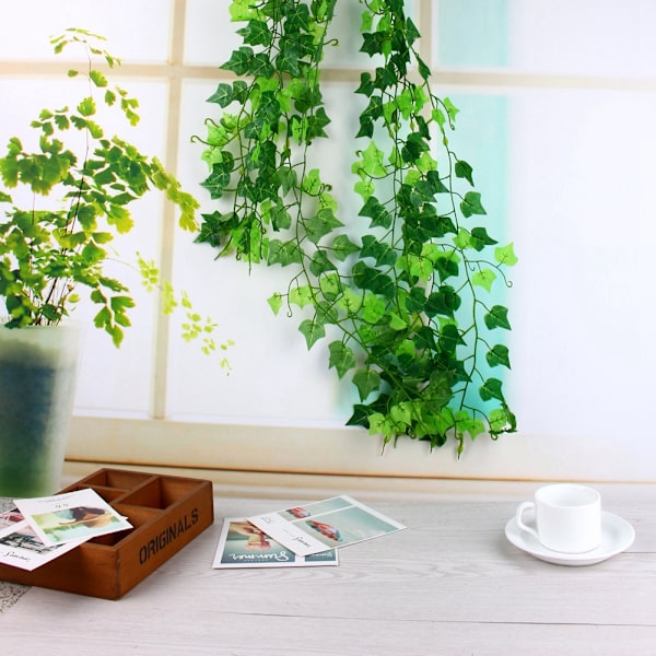 DIY Konstgjorda Falska Växter Grön Murgröna Vinblad Blomsterlöv Girlang Heminredning