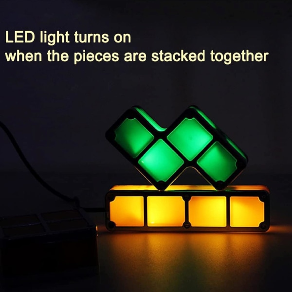 Tetris Stakbar Natlampe, 7 stk. DIY LED 7 Farver 3D Puslespil Induktion Sammenlåsende Skrivebordslampe Belysning DIY Magiske Blokke Stærkt Lys til