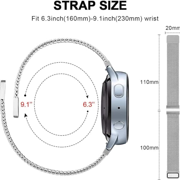 4/5 Armbånd 20mm Rustfritt Stål Svart svart