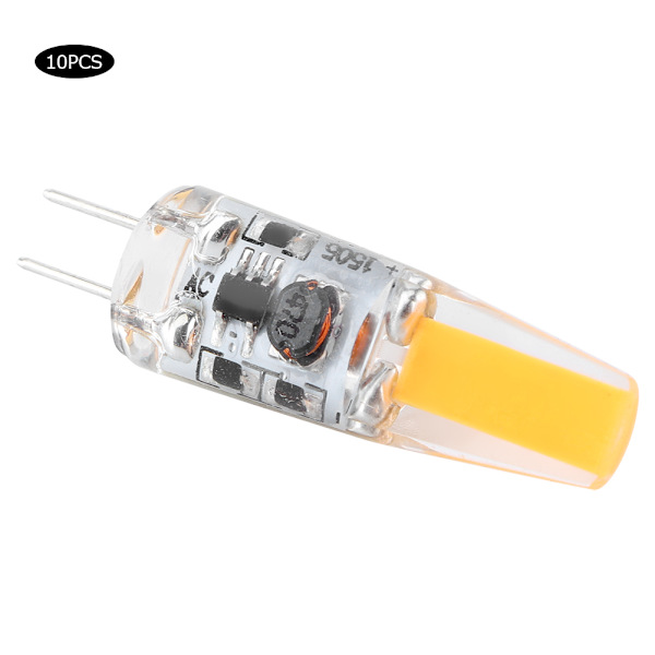 10 stk. Mini G4 LED-lyspære i silikon for husholdning, 1,5 W AC12V for bil, skap, hotellbelysning