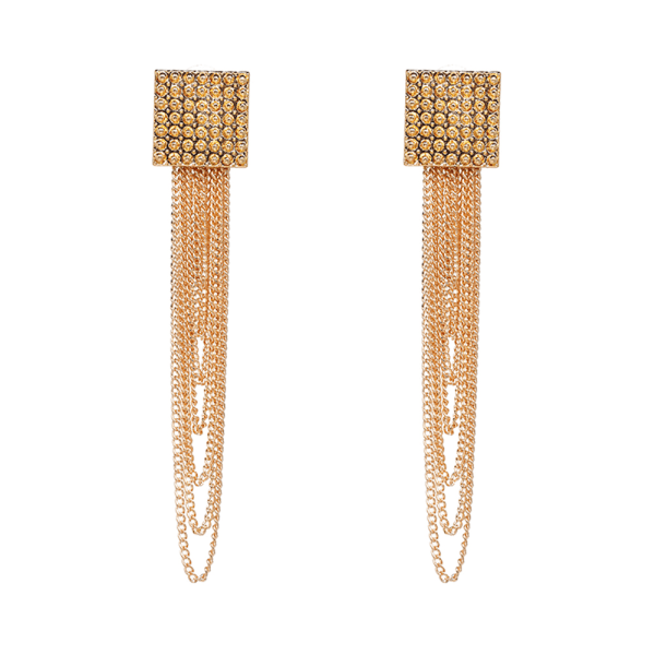 Fashionabla kvinnor metallkedja tofs örhängen legering eleganta örhängen smycken dekoration (guld)