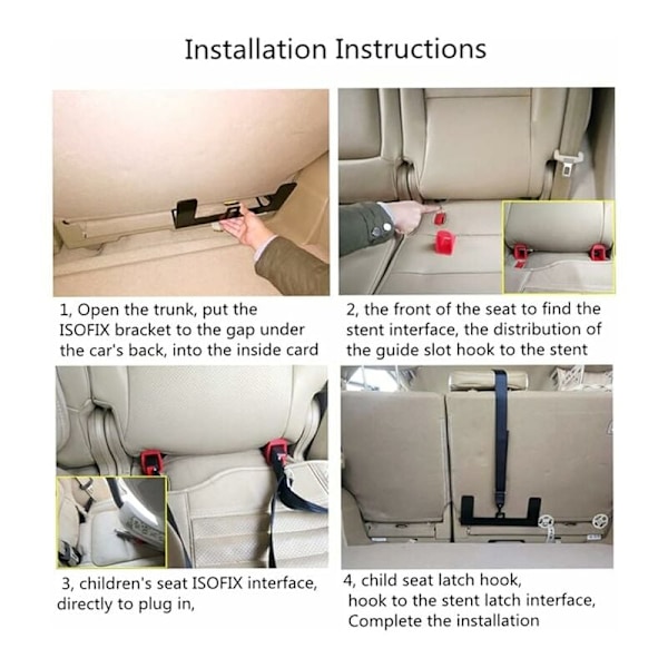 Låsgränssnittsfäste för ISOFIX-bältesanslutning, robust konstruktion som främjar enkel installation och universallås i stål för förbättrad barnsäkerhet