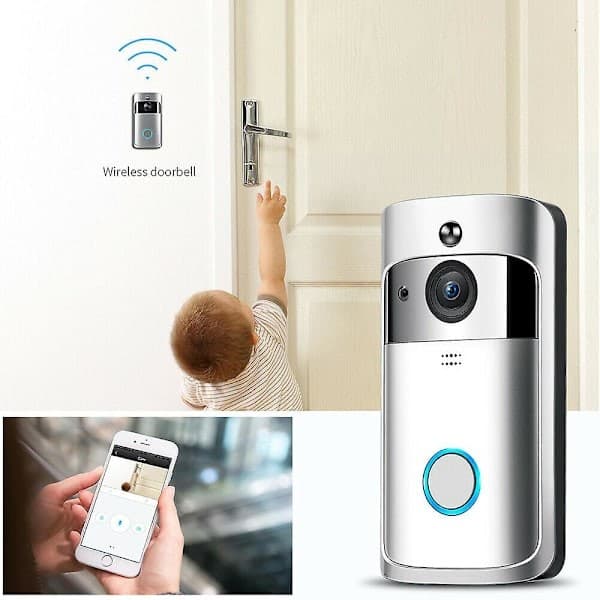 Smart trådløs Wifi Ring Dørklokke Sikkerhetsintercom Kamera Dørklokke Hvit