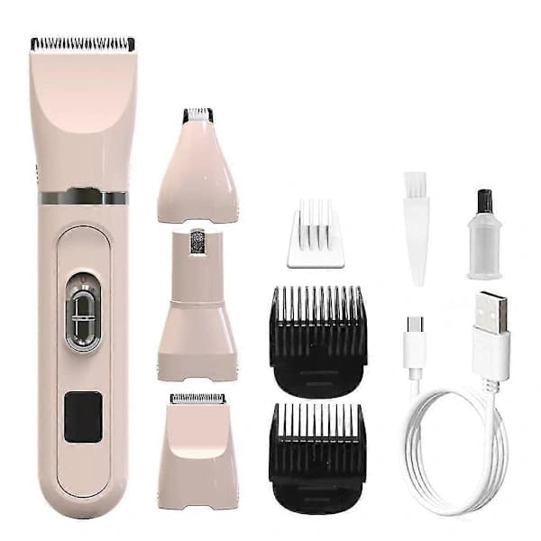 4-i-1 Husdjursklippare Professionell Hundhårstrimmer LCD-set