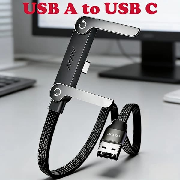 Ladekabel med USB A til USB C-støtte, 150 cm, for enheter som Samsung.