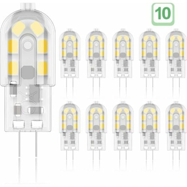 G4 2W LED-lampa, 20W ekvivalenta halogenlampor, varmvit 3000K, 200Lm, 12x SMD, 12V AC/DC - Paket med 10 [Energiklass A+]