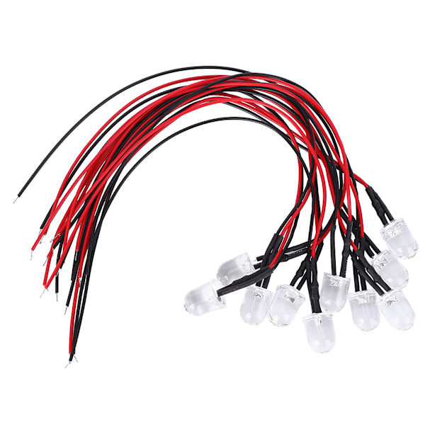50 stk. 12V LED formonteret lysdiode 10 mm rund hovedlyspære DIY varm hvid-belysning