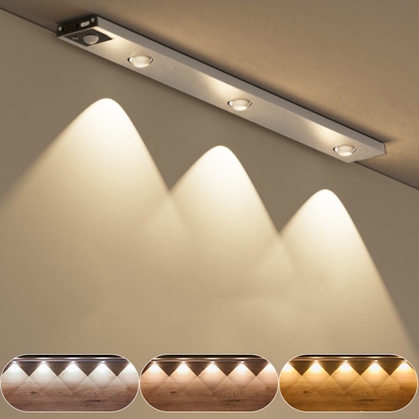 LED-lys under skap, kjøkkenbelysning, dimbar med bevegelsessensor, spotlight lysstripe med USB, garderobe lamper, vin