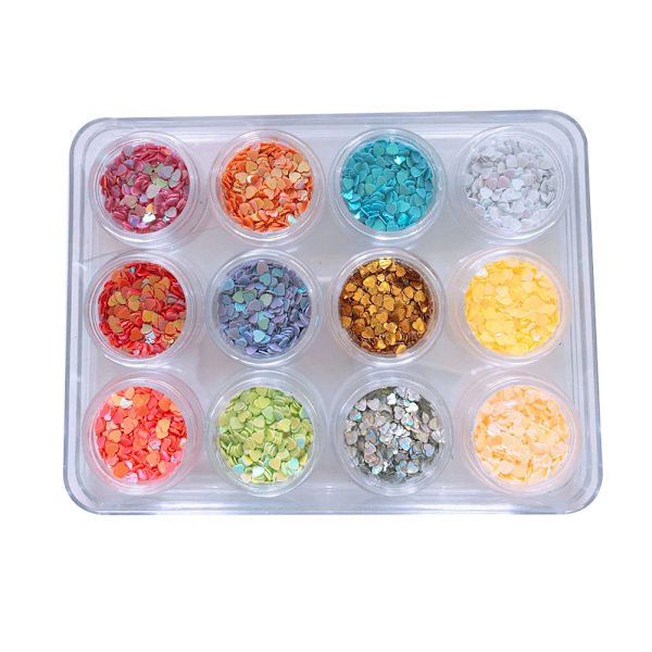 Nageldekorationer Glitter Hjärta Form Sekvenser DIY Manikyr 1#