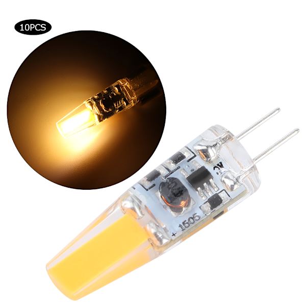 10 stk. Mini G4 LED-lyspære i silikon for husholdning, 1,5 W AC12V for bil, skap, hotellbelysning
