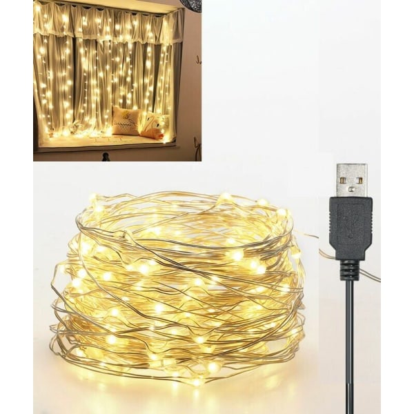 USB LED light string copper wire light string independent switch 10 meters 100 lights light string