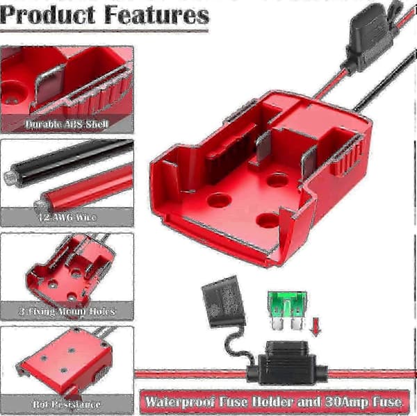 Milwaukee M18 Batteri 18V Strømomformeradapter med sikringer og terminaler 2-pakning
