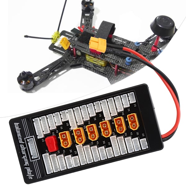 2S-6S XT60-liitin rinnakkaislaturilevy RC-akkulaturilevy Para-levyMusta