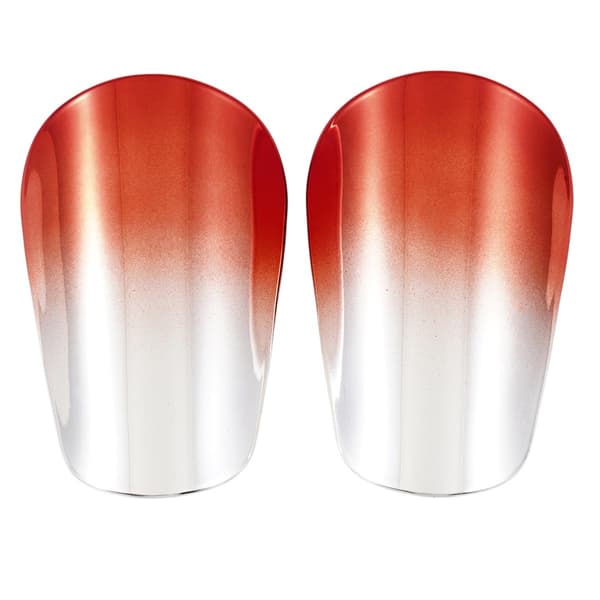 Fodboldbenskinner 2-pak - stødabsorberende beskyttelse til træning og kampe, PU-konstruktion, hård skal og tyk EVA-polstring, rød sølv SS