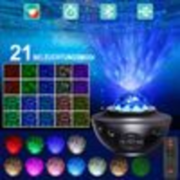 LED-projektorstjernehimmellampe, stjernenattlys med Bluetooth-musikkhøyttalerfjernkontroll Barn Baby Star Projector