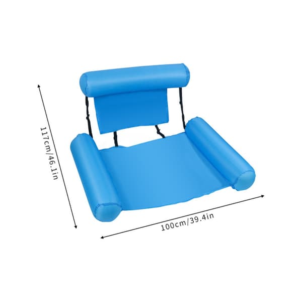 Oppustelig poolflyder 2-delt sæt - Kraftig PVC voksen poolstol med net hængekøje, tre-rørs stribet foldbart design,